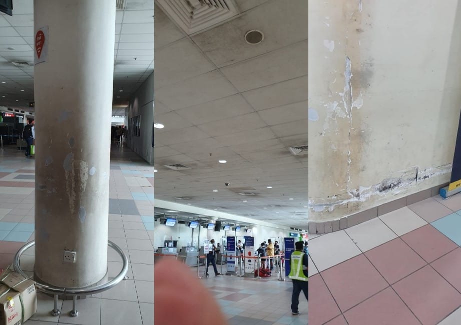 Dinding Terkopek Dan Berkulat, Keadaan Lapangan Terbang Miri Jadi Perhatian Netizen