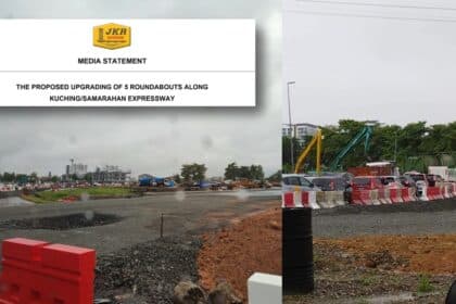 JKR Keluar Notis Proses Menurap Jalan Di Bulatan Expressway Samarahan Hanya Dilakukan Di Malam Hari