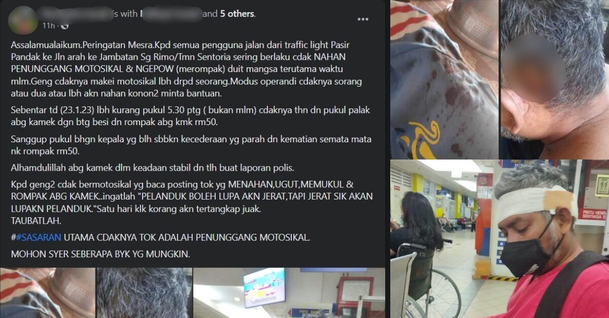 Kena Rompak Dalam Perjalanan Di Kuching, Netizen Minta Pengguna Motosikal Berhati-Hati