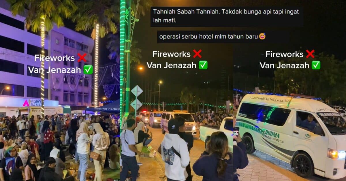 Orang Ramai Tunggu Pertunjukan Bunga Api Di Sabah, Tetapi Van Jenazah Pula Datang Konvoi