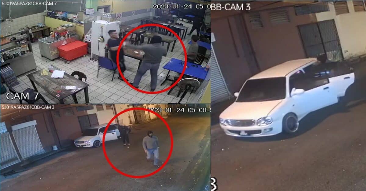 Rompak Kedai Makan Sempat Dirakam CCTV Di Kuching, Netizen Minta Waspada Dengan Kelisa Putih