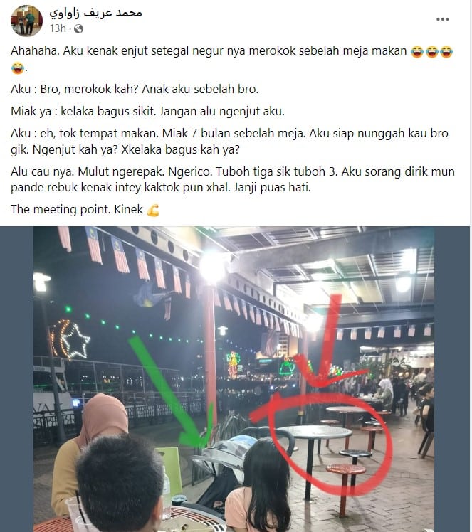 'Koyak' Ditegur Merokok Di Tempat Awam, Tindakan Bapa Bayi 7 Bulan Dari Kuching Ini Dipuji Netizen