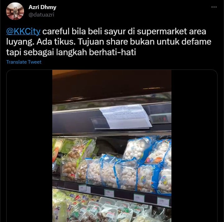 Pelanggan Terkejut, Tikus Besar Kucing 'Bersarang' Di Celah Bungkusan Sayur Di Pasar Raya KK