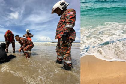 Dilihat Duduk Tepi Pantai, Bomba Berjaya Pujuk Seorang Wanita Asing Daripada Terjun Ke Laut Di Miri