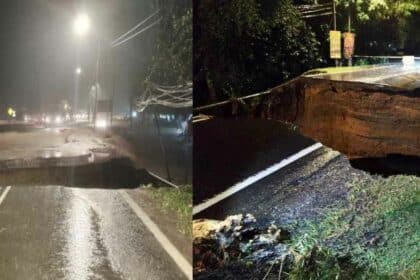Pembentung Runtuh, Jalan Kota Kinabalu- Sandakan Terputus