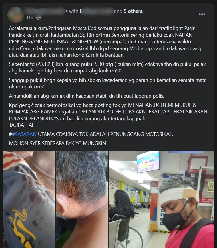 Kena Samun Dalam Perjalanan Di Kuching, Netizen Minta Pengguna Motosikal Berhati-Hati