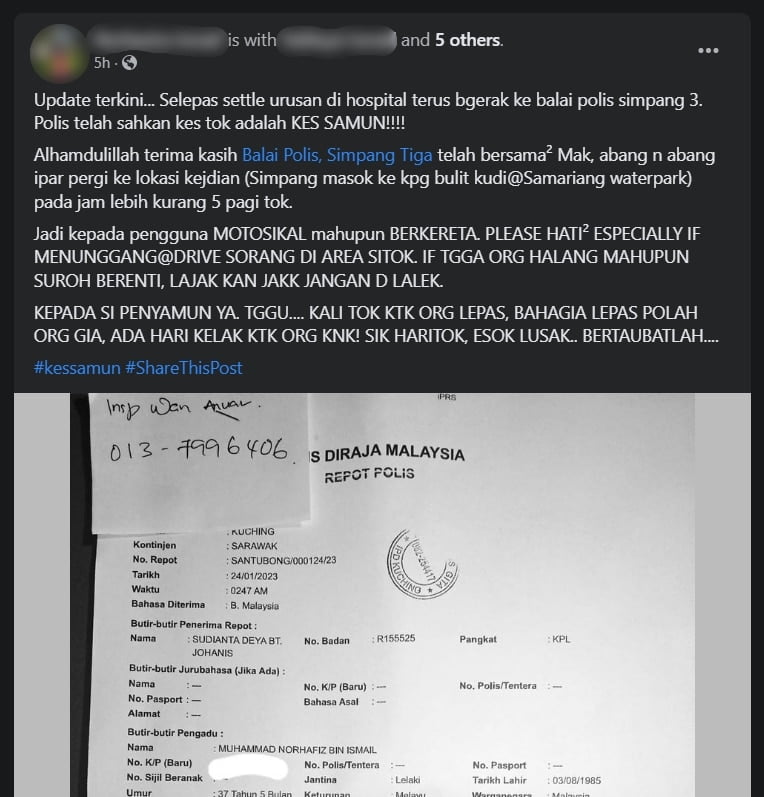 Kena Samun Dalam Perjalanan Di Kuching, Netizen Minta Pengguna Motosikal Berhati-Hati