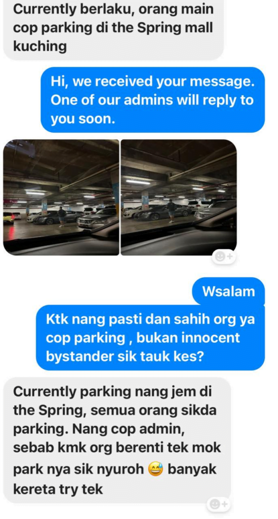 Lagi Sekali Berlaku, Lelaki Ini Selamba Cop Parkir Di The Spring Kuching