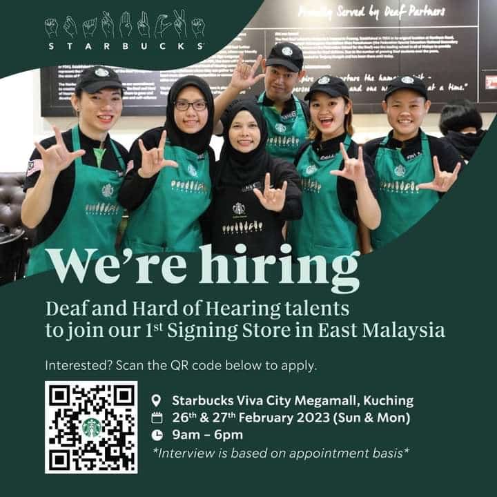 Terbaik, Starbuck Buka Cawangan Pertama Guna Bahasa Isyarat Di Vivacity Kuching