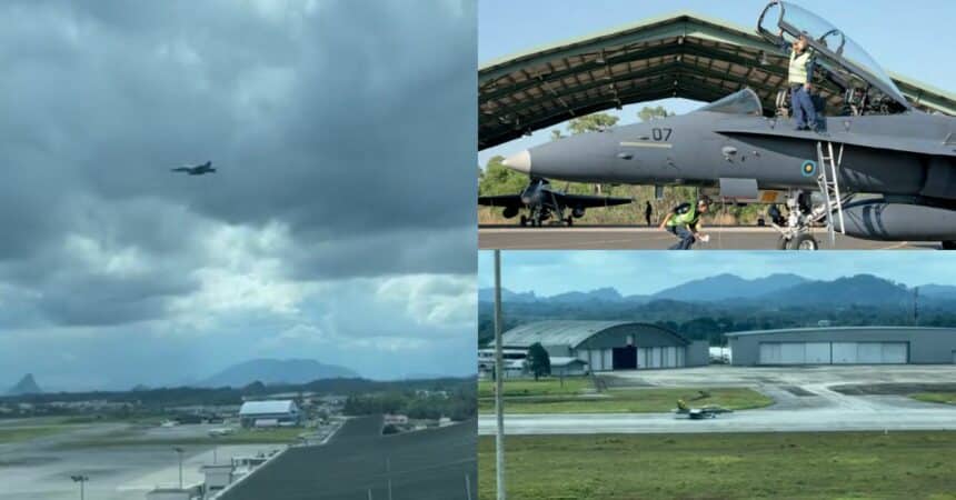 Mendarat Di Airport Kuching, Kelajuan Jet F/A-18D Hornet Kebanggaan TUDM Buat Netizen Teruja