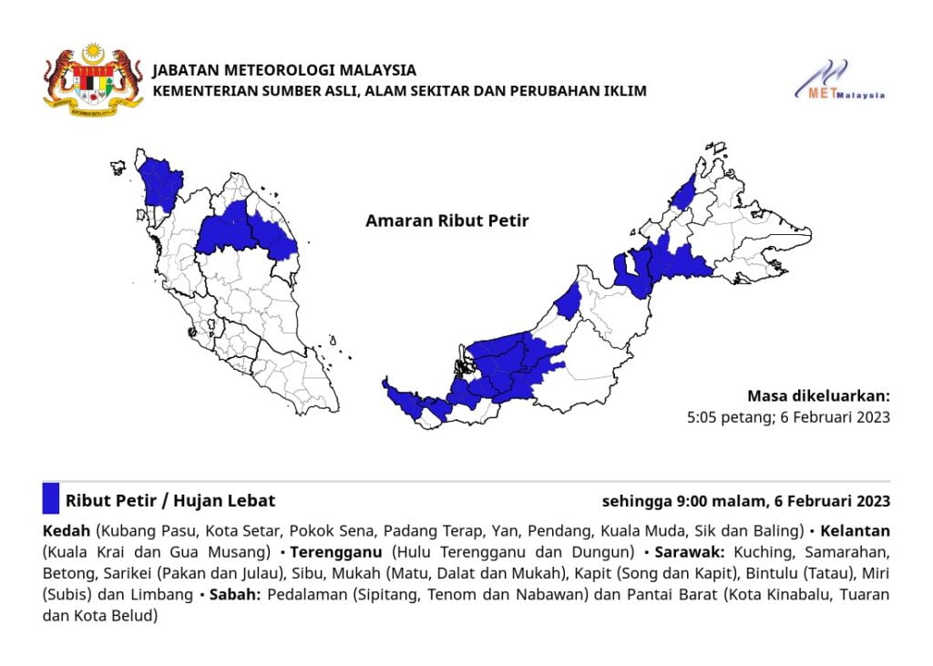 Hujan Lebat Tanpa Henti, Met Malaysia Beri Amaran Ribut Petir Di Sarawak