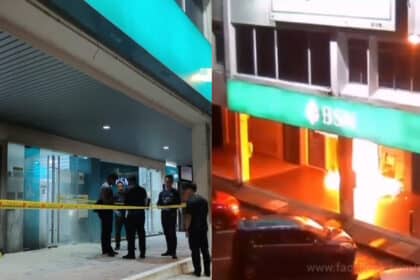 Baling Bom Petrol Di Pintu Hadapan Bank, Seorang Lelaki Ditahan Polis Di Sibu