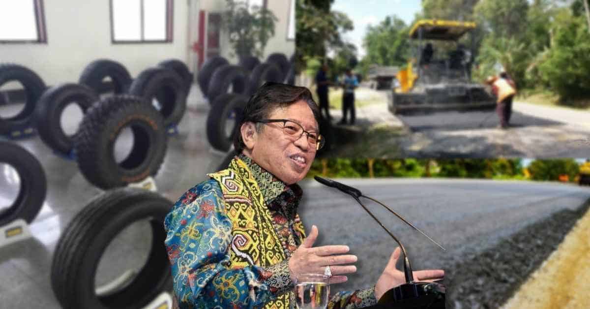 Abang Jo: Batal Cukai Tayar, Kerajaan Sarawak Cadang Guna Tayar Lama Untuk Perbaiki Jalan