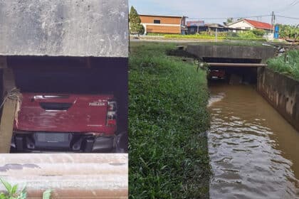 Hilux Ditemui Dalam 'Longkang' Di Sabah, Buat Netizen Tertanya-Tanya