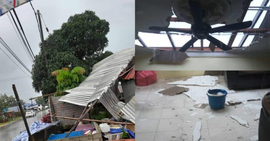 Hujan 12 Jam Tanpa Henti, Penduduk Kampung Buntal Kongsi Keadaan Rumah Musnah Akibat Ribut