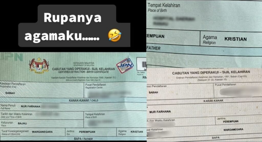 Berbeza Agama Dalam Sijil kelahiran, Gadis Sabah Ini Terkejut Didaftarkan Sebagai Penganut Kristian