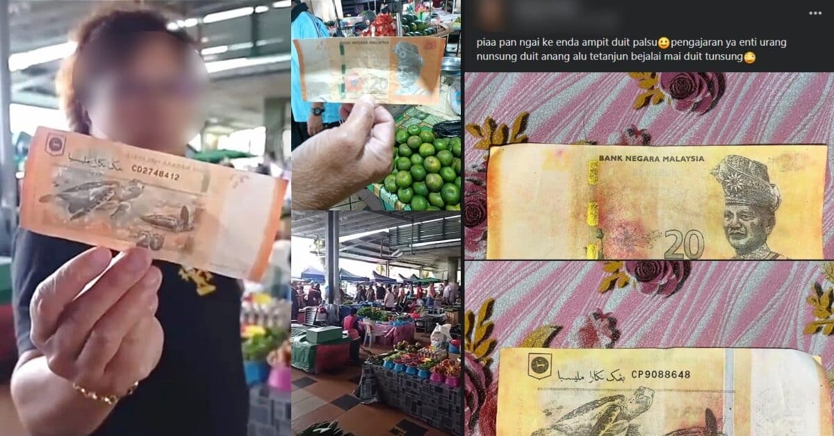 Terima Wang Palsu RM20 Dari Pelanggan Sama, Sekumpulan Peniaga Pasar Tamu Sibu Ini Lapor Polis