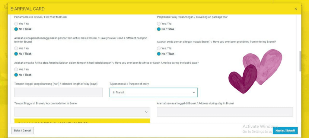 Berkunjung Ke Brunei Anda Wajib Isi Ini, Berikut Adalah Garis Panduan Untuk Anda Daftar E-Arrival Card