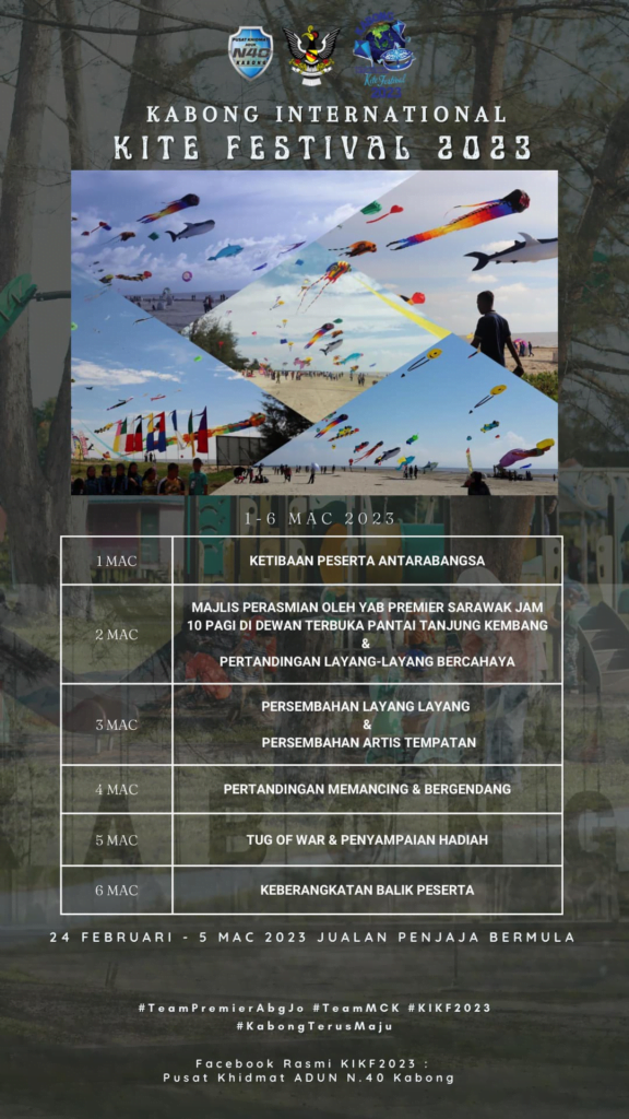 Meriahkan Suasana Pantai, Kabong International Kite Festival 2023 Bakal Diadakan Bulan Mac Ini