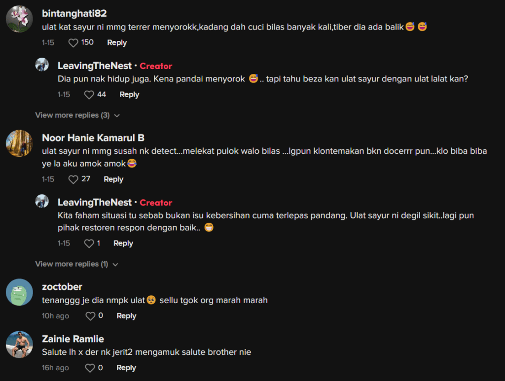 Jumpa Ulat Sayur Dalam Lauk Midin, Netizen Puji Cara Kedua Belah Pihak Selesaikan Isu