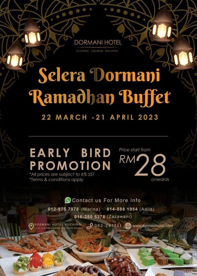 Kini Buka Tempahan, Ini Adalah Senarai 5 Tempat Yang Tawarkan Tempat Berbuka Buffet Di Kuching