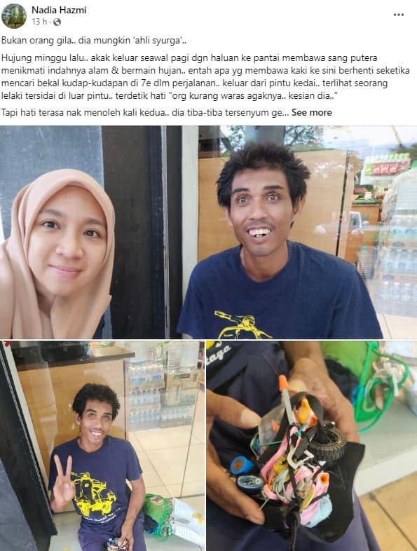 Pertemuan Yang Ditakdir, Netizen Tersentuh Baca Kisah Azlan Yang Disangka Tak Waras Dari Bandar Baru Samariang Ini