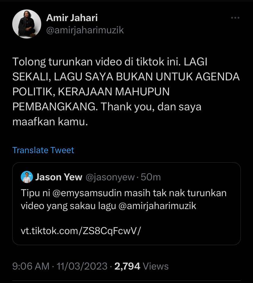 Meski Sudah Mohon Maaf, Ahli Politik Belum Turunkan Video Sokong 'Abah' Guna Lagu Amir Jahari Di Tiktok