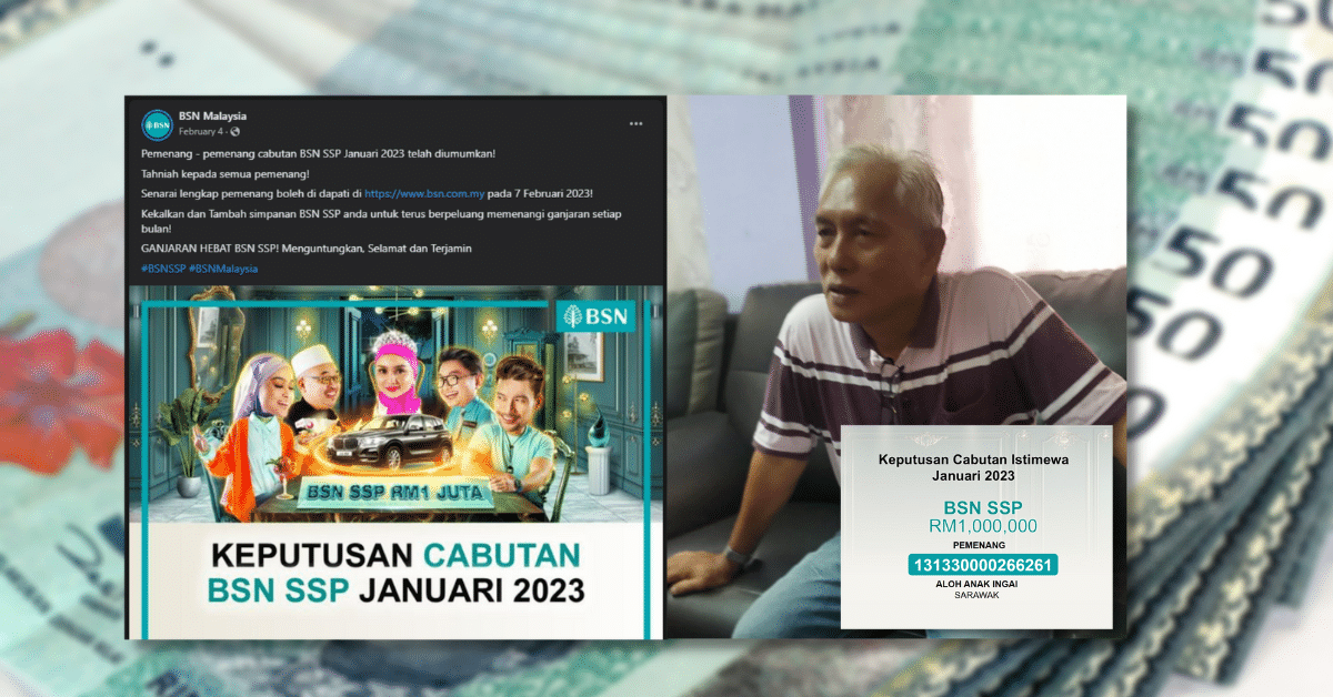 Bagai Durian Runtuh, Pesara Guru Dari Kapit Ini Jadi Jutawan Peroleh 1 Juta Dari Cabutan Bertuah BSN