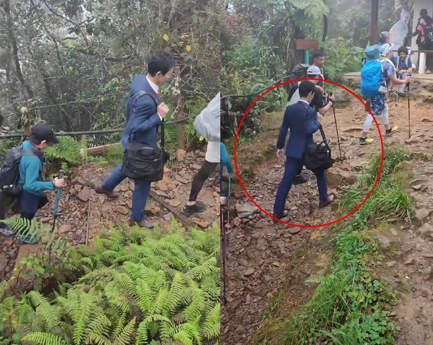 'Salah Pin Meeting Ni', Lelaki Jepun Berpakaian Lengkap Pejabat Berjaya Tawan Gunung Kinabalu