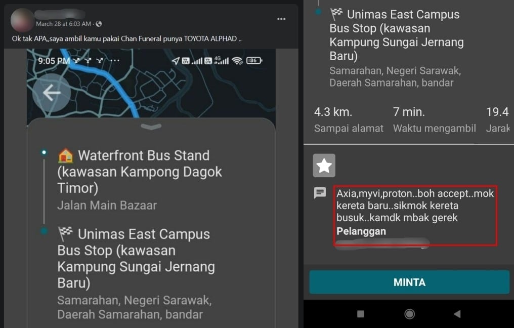Pesan E-Hailing Tapi Demand Tak Nak Kereta 'Busuk', Pelanggan Dari Unimas Ini Raih Perhatian Netizen