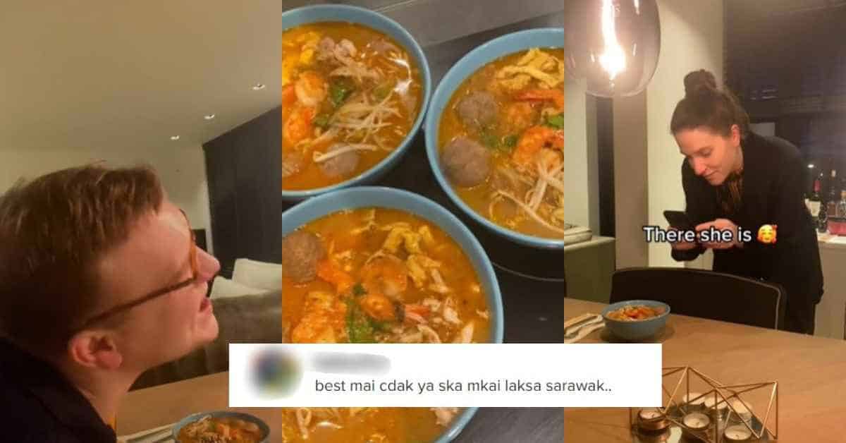 Gigih Masak Laksa Sarawak Buat Rakan 'Mat Salleh', Video Wanita Ini Buat Netizen Terliur