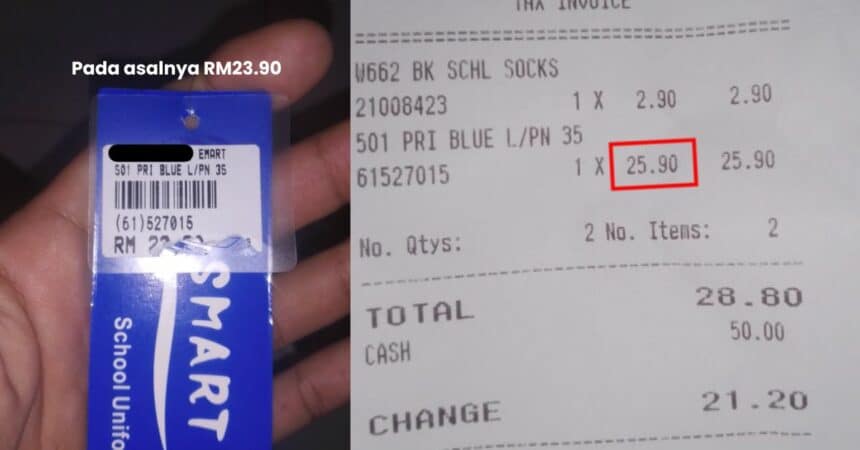 Harga Pada Label Dan Masa Pembayaran Berbeza, Netizen Gesa Pasar Raya Di Miri Ini Diambil Tindakan