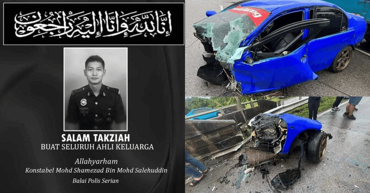 Kereta Terputus Dua, Anggota Polis Maut Terlibat Dalam Kemalangan Ngeri Di Jalan Serian