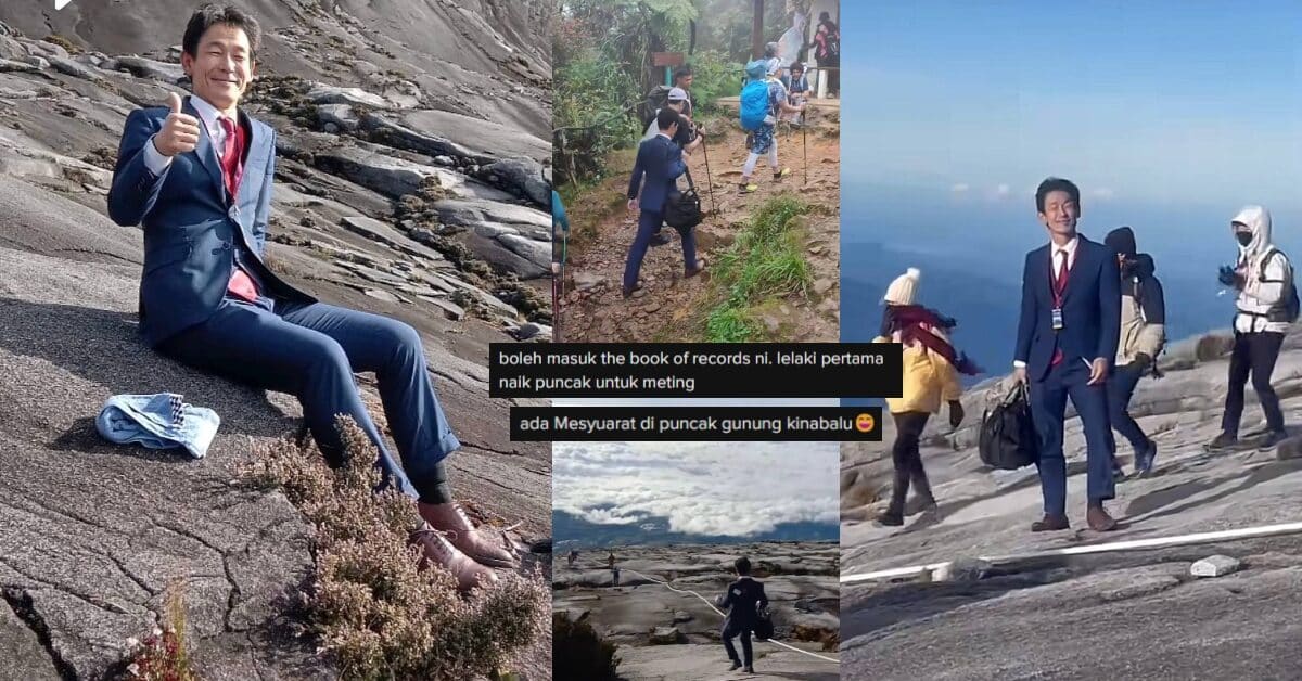 'Salah Pin Meeting Ni', Lelaki Jepun Berpakaian Lengkap Pejabat Berjaya Tawan Gunung Kinabalu