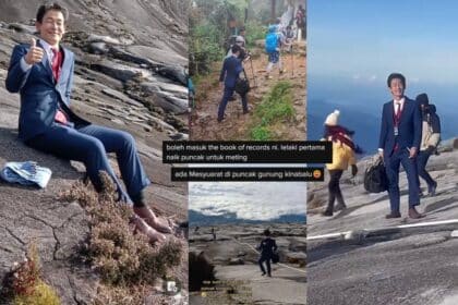 'Salah Pin Meeting Ni', Lelaki Jepun Berpakaian Lengkap Pejabat Berjaya Tawan Gunung Kinabalu