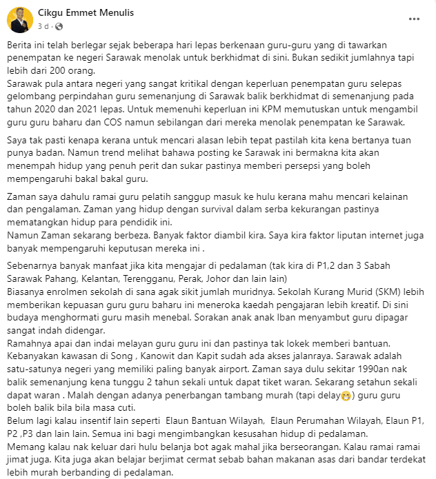 Kecewa Bakal Pendidik Tolak Tawaran, 'Ikon Guru' Ini Kongsi Keindahan Mengajar Di Sarawak