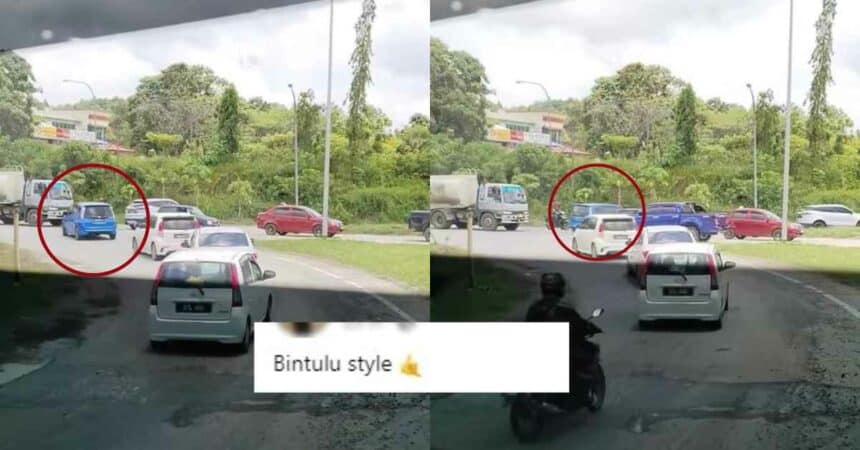 Selamba Buat U-Turn Haram, Aksi 'Berani Mati' Pemandu Di Bintulu Buat Netizen Kecut Perut