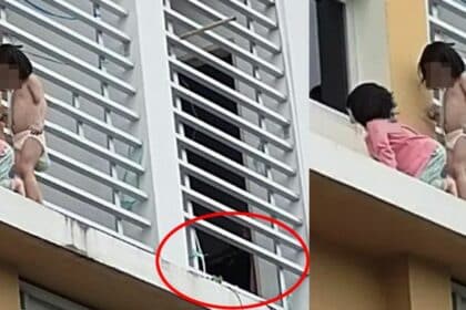 Selamba Main Di Balkoni, Netizen Kecut Perut Lihat Kanak-kanak Merangkak Panjat Tingkap Di Sibu