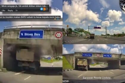 Selamba 'Rudu' Underpass Petra Jaya, Aksi Lori Ini Jadi Tumpuan Netizen Kuching