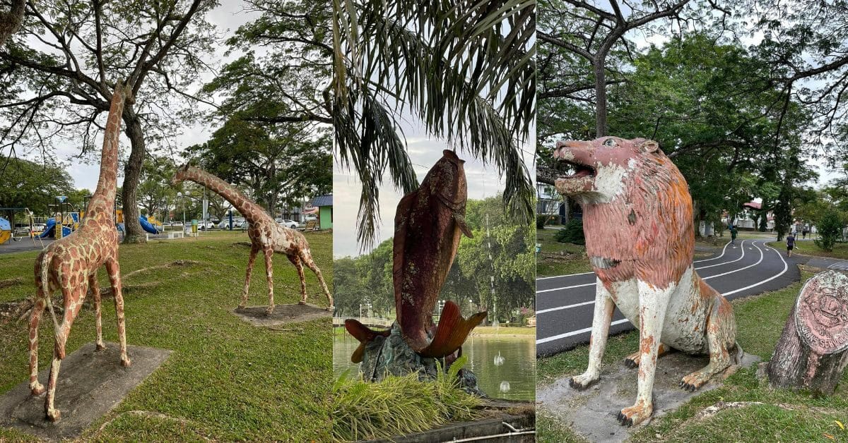 Sudah Pudar, Netizen Berharap 'Statue' Haiwan Di Taman Bulatan Miri Diberi Warna Baru