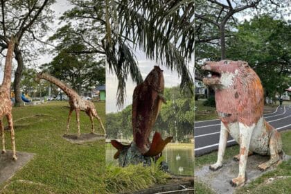Sudah Pudar, Netizen Berharap 'Statue' Haiwan Di Taman Bulatan Miri Diberi Warna Baru