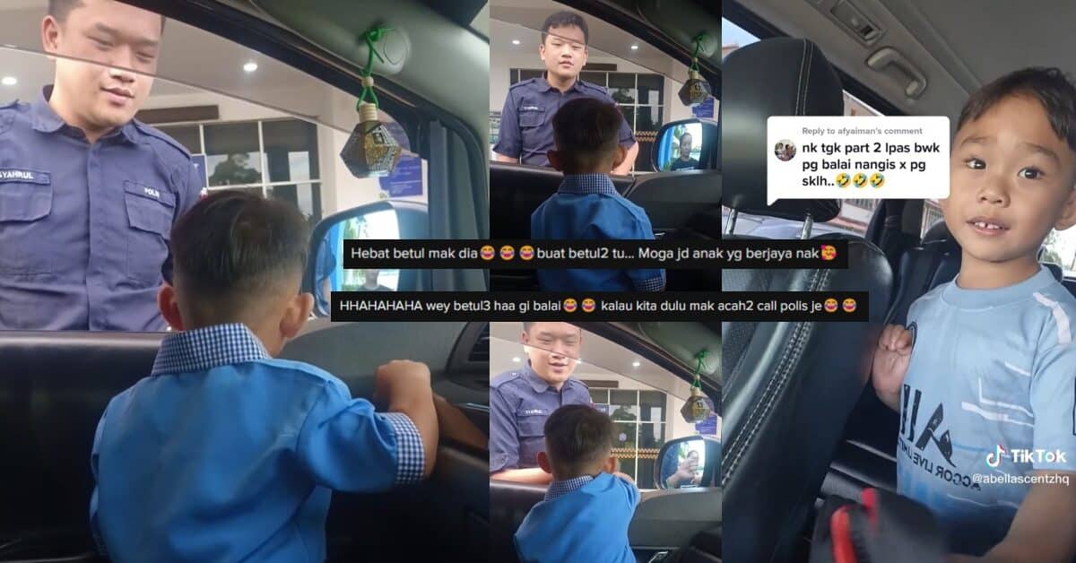 Tidak Mahu Pergi Sekolah, Ibu Siap Bawa Anak Pergi Ke Balai Polis Sarawak Buat Netizen Geli Hati