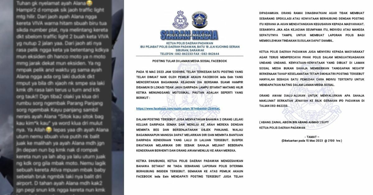 Wanita Dakwa Hampir Disamun Di Kawasan Matang Hilir, IPD Padawan Maklum Tiada Laporan Polis Dibuat