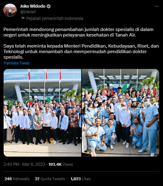 Presiden Jokowi Dedah Lebih 1 Juta Warga Indonesia Memilih Untuk Dapatkan Rawatan Di Malaysia