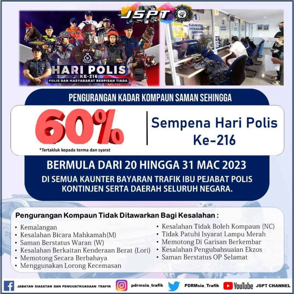 PDRM Sarawak Tawar Diskaun Saman Hingga 60 Peratus Sempena Hari Polis Ke-216