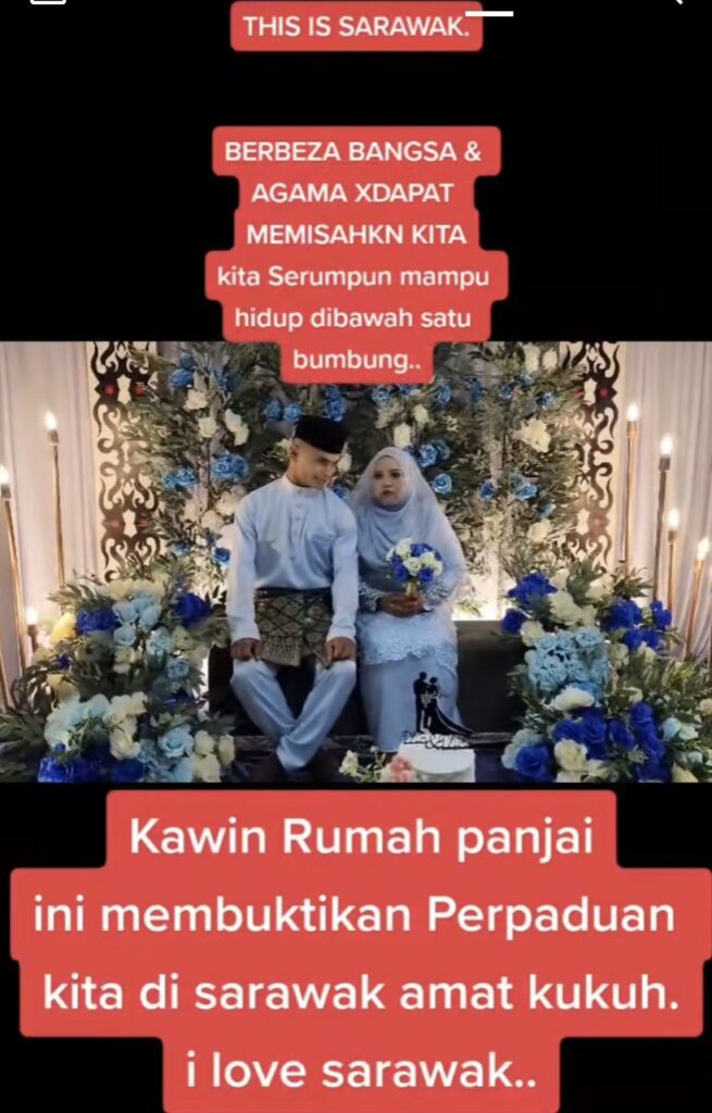 Bersanding Di Rumah Panjang, Perkahwinan Lain Bangsa Ini Buat Netizen Bangga Dengan Perpaduan Di Sarawak