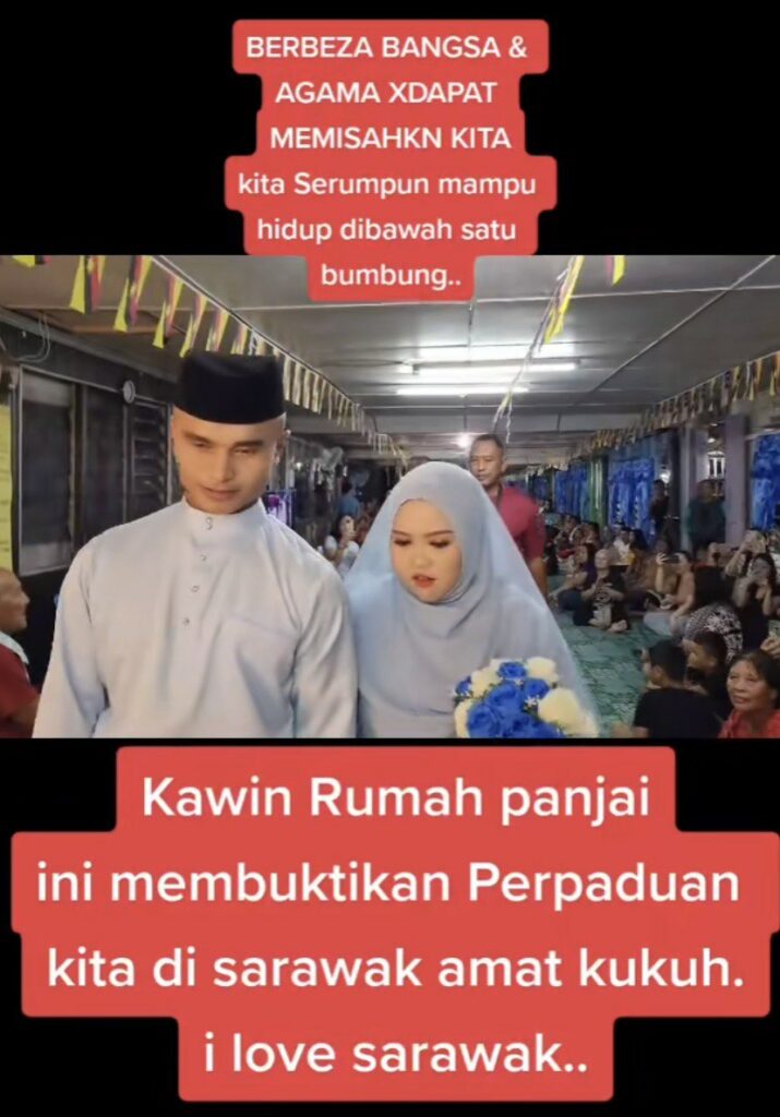 Bersanding Di Rumah Panjang, Perkahwinan Lain Bangsa Ini Buat Netizen Bangga Dengan Perpaduan Di Sarawak