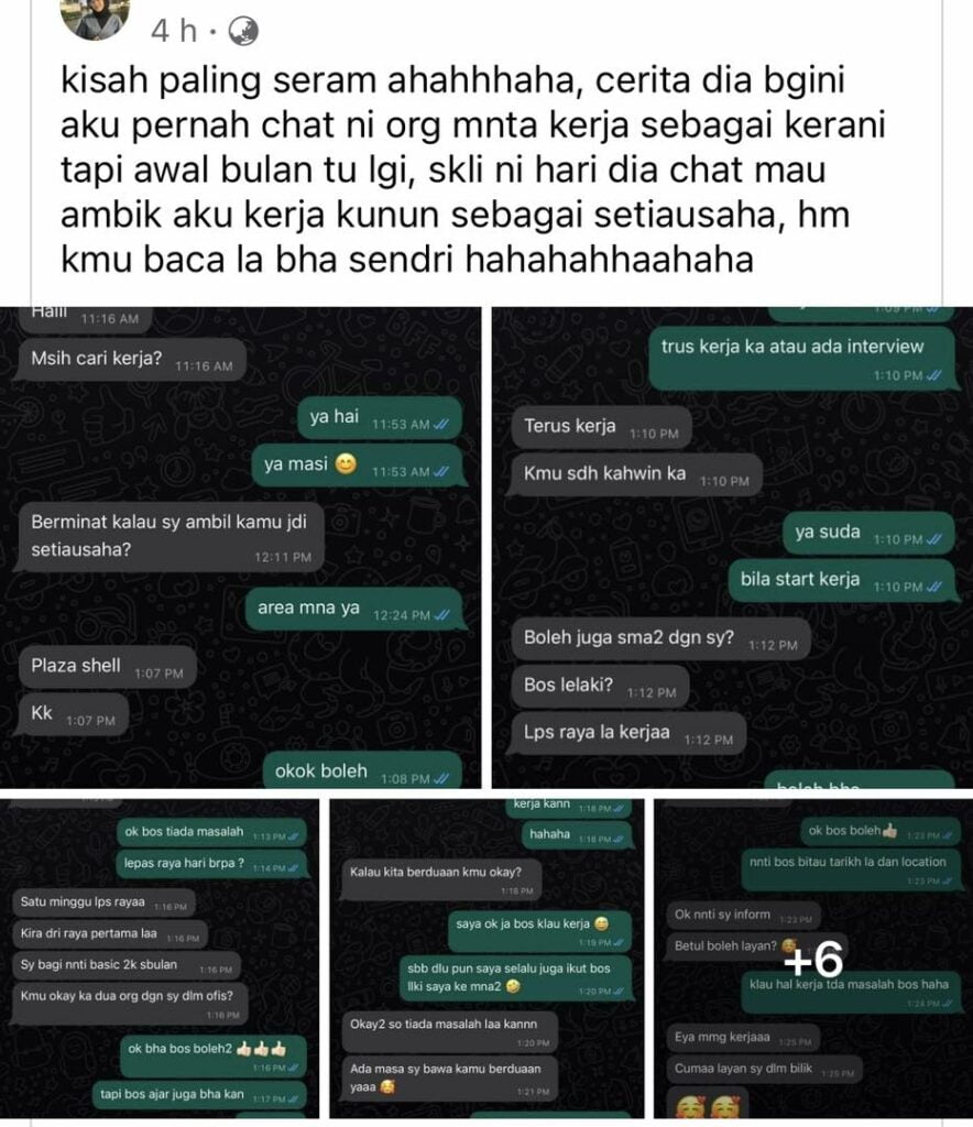 Wanita Sabah Ini Dedah Ditawarkan Kerja Jadi Setiausaha Sekaligus Boleh Layan Nafsu Boss