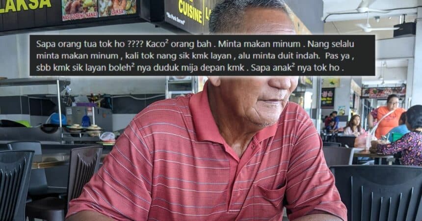 Asyik Ganggu Pelanggan Kopitiam Di Siburan, Netizen Persoal Siapa Warga Emas Ini