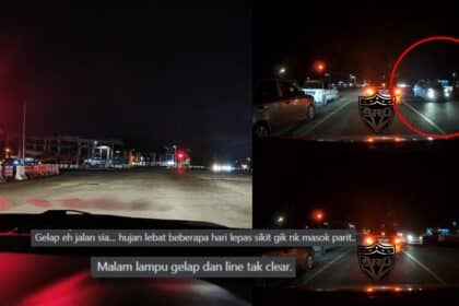 Garisan Jalan Tidak Jelas Dan Gelap Di Trafik Stutong, Punca Kenderaan Tersilap Lawan Arus